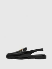 CUCCOO BIZCHIC Women's Shoes Flat-Bottomed Lace-Up Front Buckle Loafers - Graphite Black - View 4