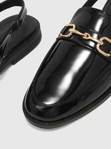 CUCCOO BIZCHIC Women's Shoes Flat-Bottomed Lace-Up Front Buckle Loafers - Graphite Black - View 5