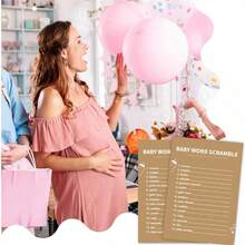 30/20/10 Pcs Baby Party Word Puzzle Games, Gender Reveal Party And Christening Party Supplies, Thick Paper Game Cards, Bring Joy And Fun To Guests. - Multicolor - View 6