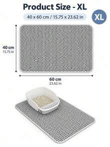 1Pc Random Color Extra Large Double Layer Cat Litter Trapping Mat, Non-Slip Washable Scratch Resistant Litter Filter Pad, Easy To Scoop Out From Litter Box, Use Near Trash Can, Toilet, Foot Mat & Cat Bed - Multicolor - View 12
