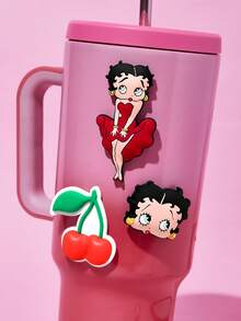 Betty Boop x SHEIN 3 Creative Refrigerator Stickers, Refrigerator Decorations, Suitable For Kitchen And Office Whiteboards - Betty Boop - View 3