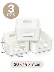 3/6pcs Multifunctional Storage Box - Suitable For Cosmetics, Snacks, Etc. -Durable Plastic Storage Racks For Kitchen, Bathroom, And Dormitory Bedroom Vanity Storage - White - View 10