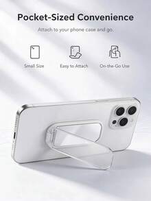 Foldable Phone Mirror Stand, Adhesive Back Sticker Phone Kickstand With Clear Makeup Mirror, Ultra Thin PU Leather Phone Grip Holder, Slim Multi-Angle Desktop Stand, Universal Compatible With Iphone Android, 8 Colors Travel Accessory - A - View 14