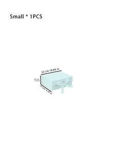 1pc Ribbon Gift Box, Foldable Hard Box With Bow For Wedding Favors, Birthday & Holiday Presents, One-Piece Cosmetic Packaging Case - Baby Blue - View 11
