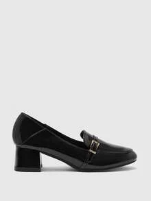 CUCCOO BIZCHIC Women's Fashion High Heels, PU Material, All-Season Commute Elegant Basic Style, Suitable For Vacation, Office, Outdoor, Daily Autumn Shoes - Shining Night Black - View 2