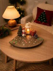 1PC Christmas Edition Compact SolidWood MultiUse SpaceSaving WallMount EasyInstall Sturdy Durable WaterResistant ScratchProof NonSlip Vintage Corner DisplayRack StorageOrganizer Shelf For Kitchen Coffee Bar Bathroom - Multicolor - View 8