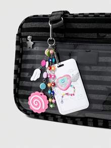 ROMWE Anime 1 Sweet, Fresh And Fashionable Multi-Colored Star Chain, Fish Cake Mirror Wings, Electronic Pet Machine, Acrylic Student Card, Campus Card, Star Card Cover DIY Keychain, Bag Pendant 1662516. - A - View 2