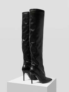 Mnmlis Pointed Thin Heel Over The Knee Boots For Women's Autumn And Winter New Pointed Thin Heel High Boots - Black - View 4