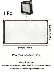 1pc Heavy Duty Transparent Vinyl Tarp - Waterproof & Windproof, With Extra Grommets And Ropes, Suitable For Outdoor Use - Ideal For Patio, Porch Canopy, Plant Cover, And Camping - Multicolor - View 16