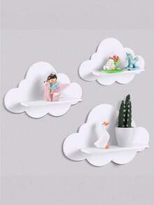 1/3pcs Nordic Style Cloud-Shaped Wall Shelf, Room Decor Storage Rack, Cute Floating Ledge - pink 1pc - View 7