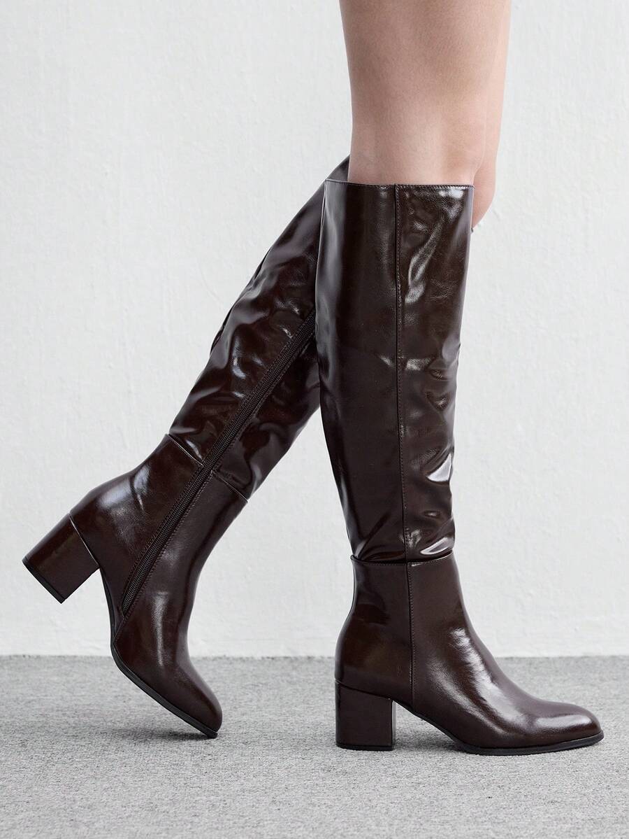 CUCCOO BIZCHIC Women's New Fashion Commuter Casual Buckle Platform British Knight Motorcycle Mid Boots Autumn And Winter Spring Fall Boots - cocoa brown - View 1