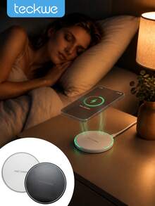 Teckwe Untuk Smartphone, Alas Pengisi Daya Nirkabel Cepat Qi, Stasiun Pengisian Daya Nirkabel Bulat dengan Lampu LED Gradien. Pengisi Daya Nirkabel Portabel untuk Ponsel - MultiWarna - View 1