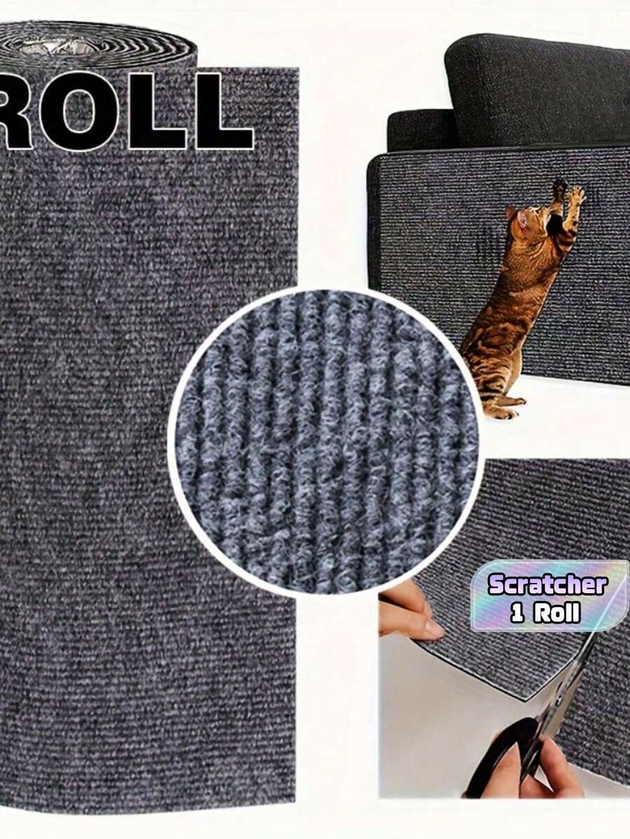 1 Roll Self‑Adhesive Cat Scratching Mat, Cuttable Cat Carpet Pad, Anti‑Scratch Protector For Furniture, Sofa Corners, Indoor Sofas And Walls - 30*100cm - View 1