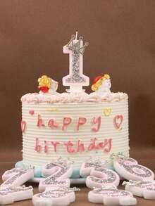 1pc Crown Crystal Silver-Pink Creative Number 0-9 Candles For Birthday Party Pink Glittering Number Birthday Candle With Silver Edge And Rhinestones - Multicolor - View 5