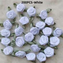 Mini Handmade Roses Flower Artificial Satin Ribbon Rosettes Fabric Appliques For Wedding Decoration Craft Sewing Accessories - Multicolor - View 16