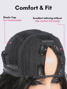 Kinky Curly V Part Bob Wig Human Hair Wigs With Elastic Drawstring Wead Go Glueless Wig Beginner Friendly Glueless Full Head Clip In Wigs - Natural Black - View 8