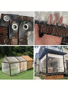 1pc Heavy Duty Transparent Vinyl Tarp - Waterproof & Windproof, With Extra Grommets And Ropes, Suitable For Outdoor Use - Ideal For Patio, Porch Canopy, Plant Cover, And Camping - Multicolor - View 7