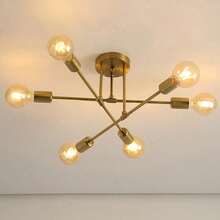 Iron Multi-Head Flush Mount Ceiling Light, Modern Minimalist Creative Branch Chandelier, Nordic Pendant Lamp For Living Room, Bedroom & Dining Room, Bulbs Not Included - Multicolor - View 10