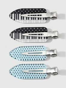 ROMWE Kawaii 4 Exquisite Versatile Music Series Multi-Color Polka Dot Piano Keys Hairpin DIY Side Clip Hairpin Duck Bill Clip, Combination Set, Daily Wear - Multicolor-2 - View 1