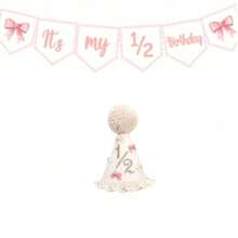 1set 1/2 Birthday Bow Crown High Chair Banner Set, 6 Months Old Girl Decoration, Pink Ribbon Bow Banner, Cake Smash Photo Prop - Pink - View 13