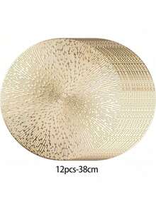 12PCS 15INCHES PVC WASHABLE GOLD FIREWORKS PATTERN ROUND PLACEMATS FOR DINING EVENTS BANQUETS WEDDINGS BRIDAL SHOWERS HOME DAILY USE - View 8