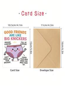 Funny Best Friend Birthday Card, Cute Cartoon Gag Gift "Like Big Underwear", Humorous Greeting Card For Friend, Husband, Coworker - multicolor - View 4