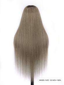 ALL READY WIG 9AM 穿戴即走直髮灰金色假髮，棕色髮根，真人髮，7x5 透明蕾絲封口，免膠水，自然外觀，180% 密度，22-28 英吋 - S3/14 - 查看 4