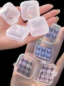 Transparent Plastic Portable False Eyelash Storage Box, Multipurpose Jewelry Earrings Studs Necklace Organizer, Dustproof Cover Jewelry Display Case, Jewellery Box, Pouch, Makeup Brush Holder, Brush Holder - Clear - View 2