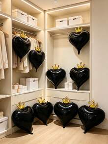 Crown‑Heart Foil Balloon Set, A Preferred Decorative Item For Birthday Banquets, Themed Parties, Arch Scene Arrangements And Family Gatherings. - Black Crown - View 5