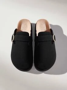Solecia Women's Fashion Thick-Soled One-Pedal Bag Head Slippers, Increasing The College Commuting Style - Black - View 5
