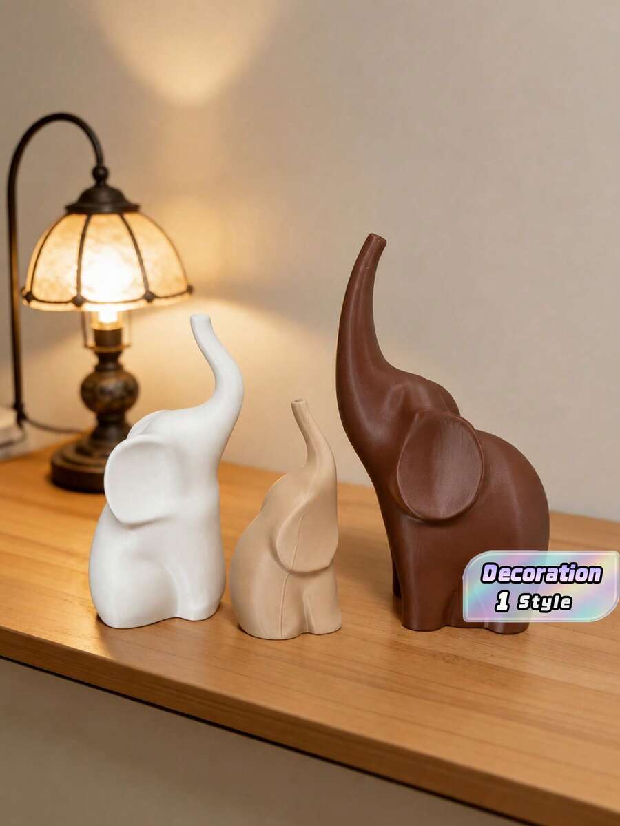Family Elephant Figurine Set, Minimalist Abstract Elephant Statue, Lucky Elephant Tabletop Ornament For Home Wedding Decor - multicolor - View 1
