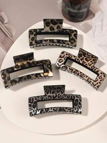 BestieMix 4-Piece Set Of Leopard Print Heat Transfer Hair Claws, Simple Square, Versatile Street Style Hair Accessories, And Hair Accessories - Multicolor - View 7