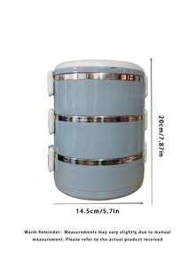1/2/3/4pcs Round Stainless Steel Inner Liner And Abs Handle Premium Solid Color Lunch Box With Lid, Multi-Layer Compartments, Multi-Functional, High Temperature Resistant, Strong Sealing, Heat Retention, With Handle And Air Vent, Made Of Materials - Baby Blue - View 9