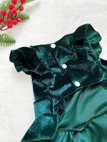 PETSIN 1pc Pet Christmas Premium Green Velvet Dress - Multicolor - View 6