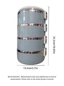 1/2/3/4pcs Round Stainless Steel Inner Liner And Abs Handle Premium Solid Color Lunch Box With Lid, Multi-Layer Compartments, Multi-Functional, High Temperature Resistant, Strong Sealing, Heat Retention, With Handle And Air Vent, Made Of Materials - Baby Blue - View 12