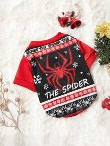 PETSIN 1 Pc Pet Dog/Cat Snowflake And Spider Print Sweatshirt, Christmas Themed - Multicolor - View 4