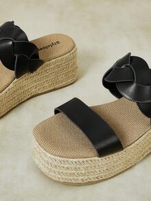 Styleloop 女款草編底棕色編織帶厚底涼鞋 波西米亞風 適合外出、度假、日常、約會、海灘、海邊旅行 - 棕色6 - 查看 8