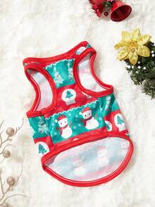 PETSIN 1pc Red And Green Striped Cute Print Pet Vest For Cats And Dogs, Christmas - Multicolor - View 10