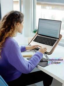 1PC Adjustable Book Stand With 360° Rotating Base, Foldable Portable Lightweight Reading Holder For Office, Kitchen, School, Recipes, Magazines, Kindle, Tablets, Ergonomic Desk Organizer" - Multicolor - View 1