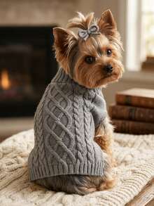 PETSIN 1 Piece Of Grey Minimalist Pet Sweater, Thickened For Warmth, Shed Fur, Pet Clothing - Multicolor - View 1