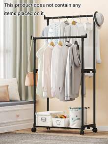 1 Adjustable Double-Rail Multi-Level Rolling Clothes Rack - Free-Standing Metal Garment Organizer With Shelves And Side Hooks, Easy To Move, Sturdy Structure, Perfect For Organizing Home, Bedroom, Closet, And Retail Store - Multicolor - View 12