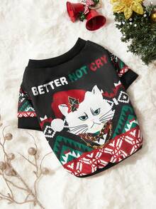 PETSIN 1 Pc Christmas Cat Print Sweatshirt For Dogs & Cats - Multicolor - View 4