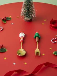 Joivida 1PC Christmas Spoon Creative Tableware Doll Dessert Spoon Fork Cartoon Christmas Tree Spoon Fork Gift Box Set - View 5