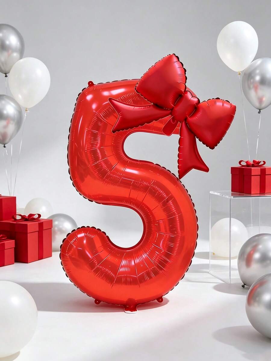 Numeric Foil Balloons, Ideal For Indoor‑Scene Decorations For Birthdays, Anniversaries And Theme Parties. Can Be Used As Tabletop Ornaments And Focal‑Point Decorations For Venues. Popular Decorative Items For Theme Celebrations. - 32 inch red + 21 inch butterfly - View 1