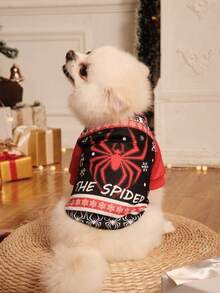 PETSIN 1 Pc Pet Dog/Cat Snowflake And Spider Print Sweatshirt, Christmas Themed - Multicolor - View 5