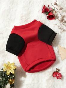 PETSIN 1pc Pet Christmas Reindeer "Merry Christmas" Cute Print Red Fleece Warm Sweatshirt - Multicolor - View 8