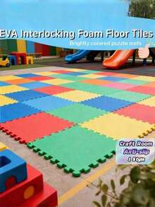 12 Pcs Eva Interlocking Foam Exercise Mats, Extra Thick Anti-Slip Noise Protection Floor Tiles For Home Gym Playroom Balcony Pet Picnic Craft Room - A - View 1