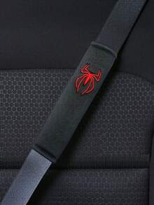 2Pcs Soft Car Seat Belt Covers, Red Spider Pattern Seatbelt Protector Sleeves, Easy To Install Universal Vehicle Interior Decor Accessories - A - View 2