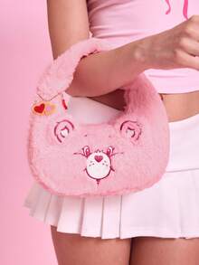 SHEIN X Care Bears Cute 3D Ear Embroidered Plush Bear Handbag, Soft Texture, Spacious, Ideal For Daily Commuting And Casual Outings - Light powder - View 4