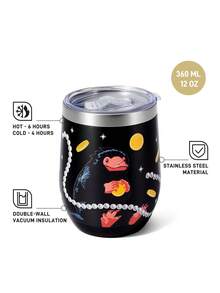 Fantastic Beasts X SHEIN 360ml/12oz 不鏽鋼防漏蓋隨行杯，適用熱飲/冷飲，適合大多數杯架，禮品首選 - 黑色 - 查看 2